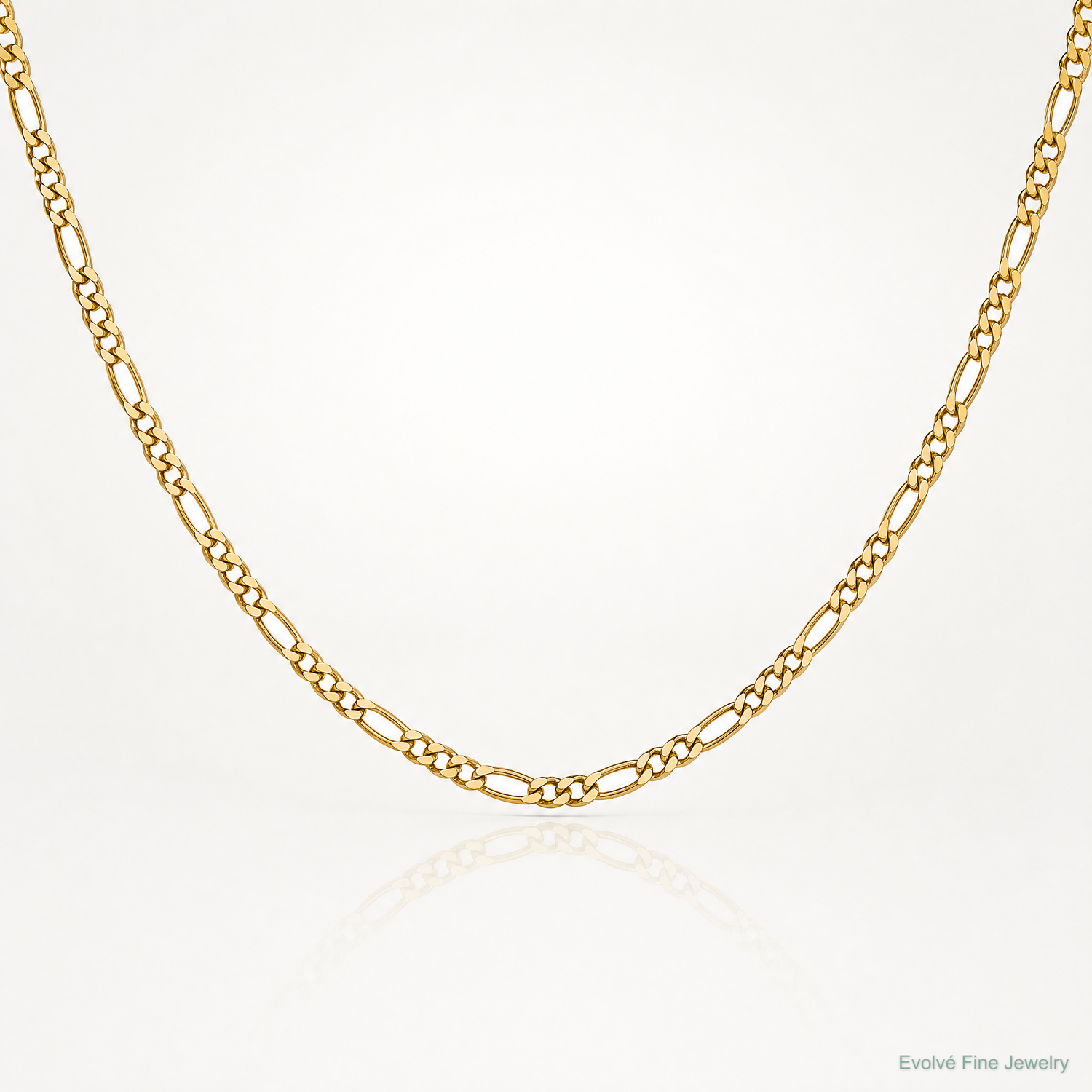 14k 1.25mm Flat Figaro Pendant Chain - Lifestyle View