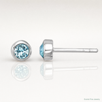 Sterling Silver Rhodium-Plated Polished Blue Crystal 3.5mm Post Earrings - Lifestyle View