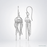 Sterling Silver Rhodium-plated Polished Moveable Jellyfish Dangle Earrings - Lifestyle View