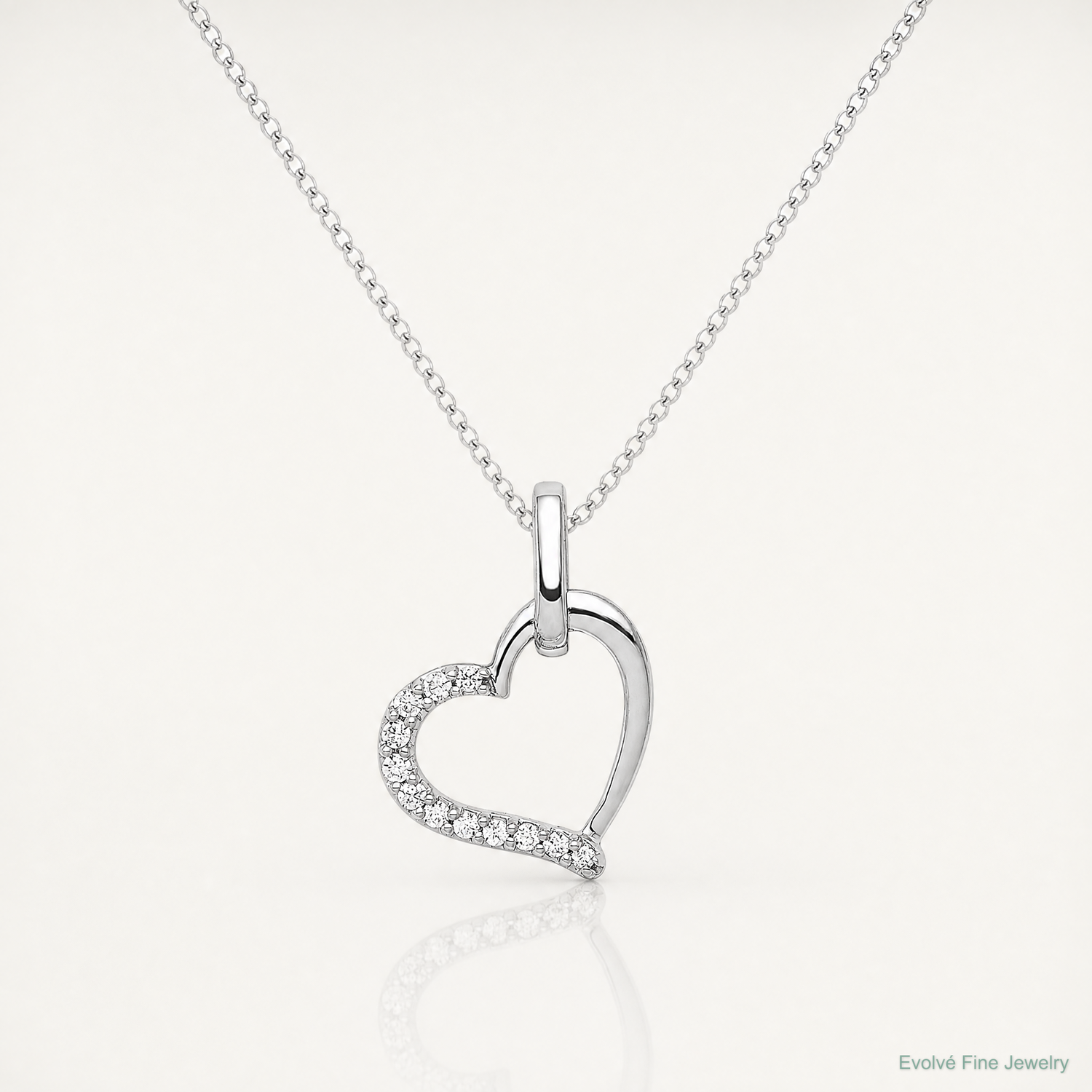 14k White Gold 1/15ct. Diamond Heart Pendant - Lifestyle View