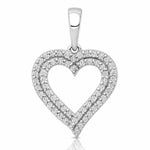 14k White Gold 1/4ct. Diamond 2-row Heart Pendant - Lifestyle View