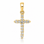 14k Yellow Gold Polished Diamond Cross Pendant - Lifestyle View