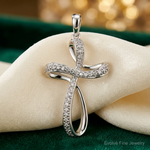 14k White Gold 1/5ct. Diamond Cross Pendant - Lifestyle View