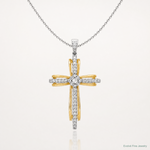 14k Two-tone 1/3ct. Diamond Passion Cross Pendant - Lifestyle View