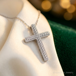 14k White Gold 1/10ct. Diamond Cross Chain Slide - Lifestyle View