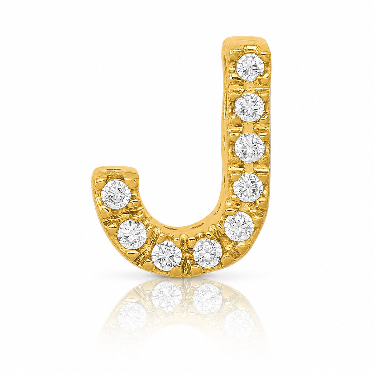 14K  Diamond Letter J Initial Charm - Lifestyle View