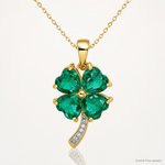14k Created Emerald and Diamond Four Leaf Clover Pendant - Lifestyle View