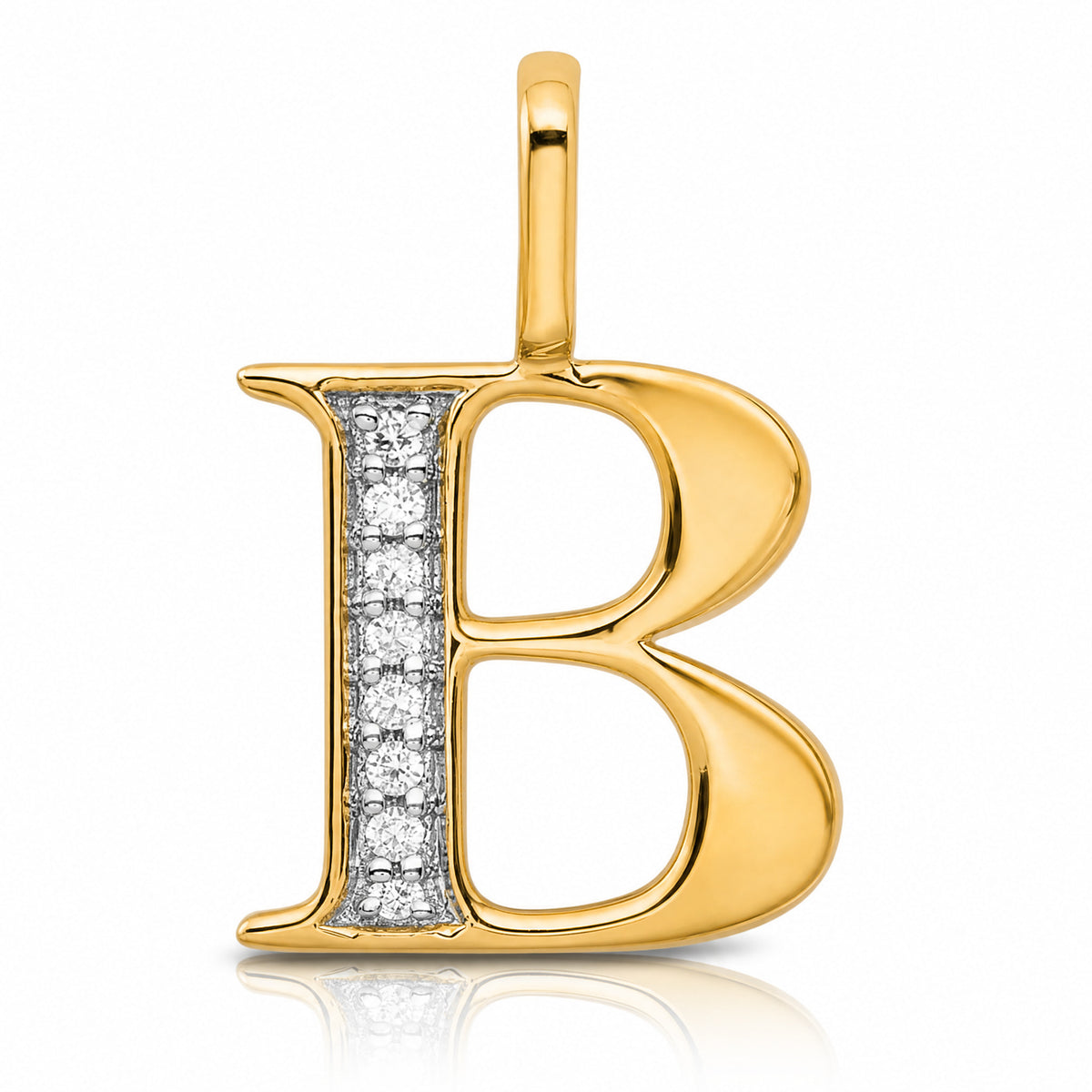 14k Diamond Letter B Initial Pendant - Lifestyle View