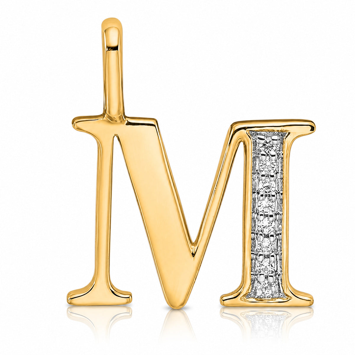 14k Diamond Letter M Initial Pendant - Lifestyle View