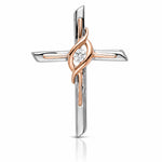 14k Two-tone White & Rose Diamond Cross Chain Slide - Lifestyle View