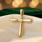 14k Polished Diamond Cross Chain Slide - Lifestyle View