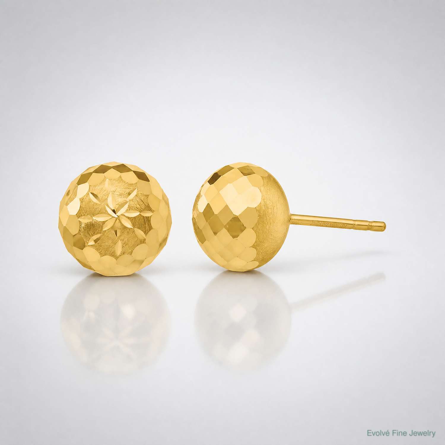 14k 9mm Diamond-cut Mirror Ball Post Earrings - Lifestyle View