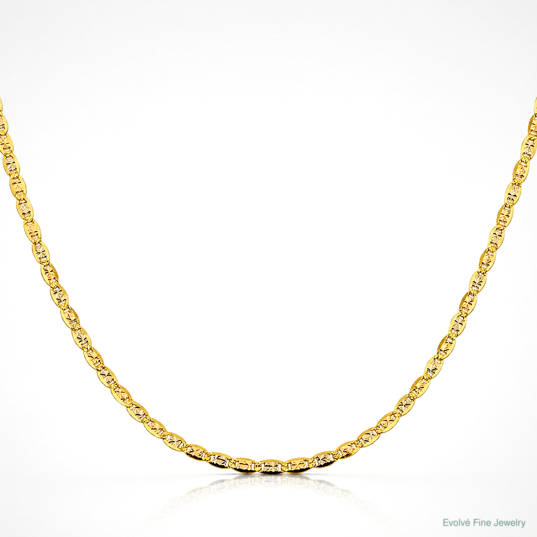 14k 2.75mm Tri-color Gold Pavé Valentino Chain - Lifestyle View