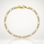 14k 2.3mm Semi-solid with Rhodium PavÃ© Figaro Chain - Lifestyle View