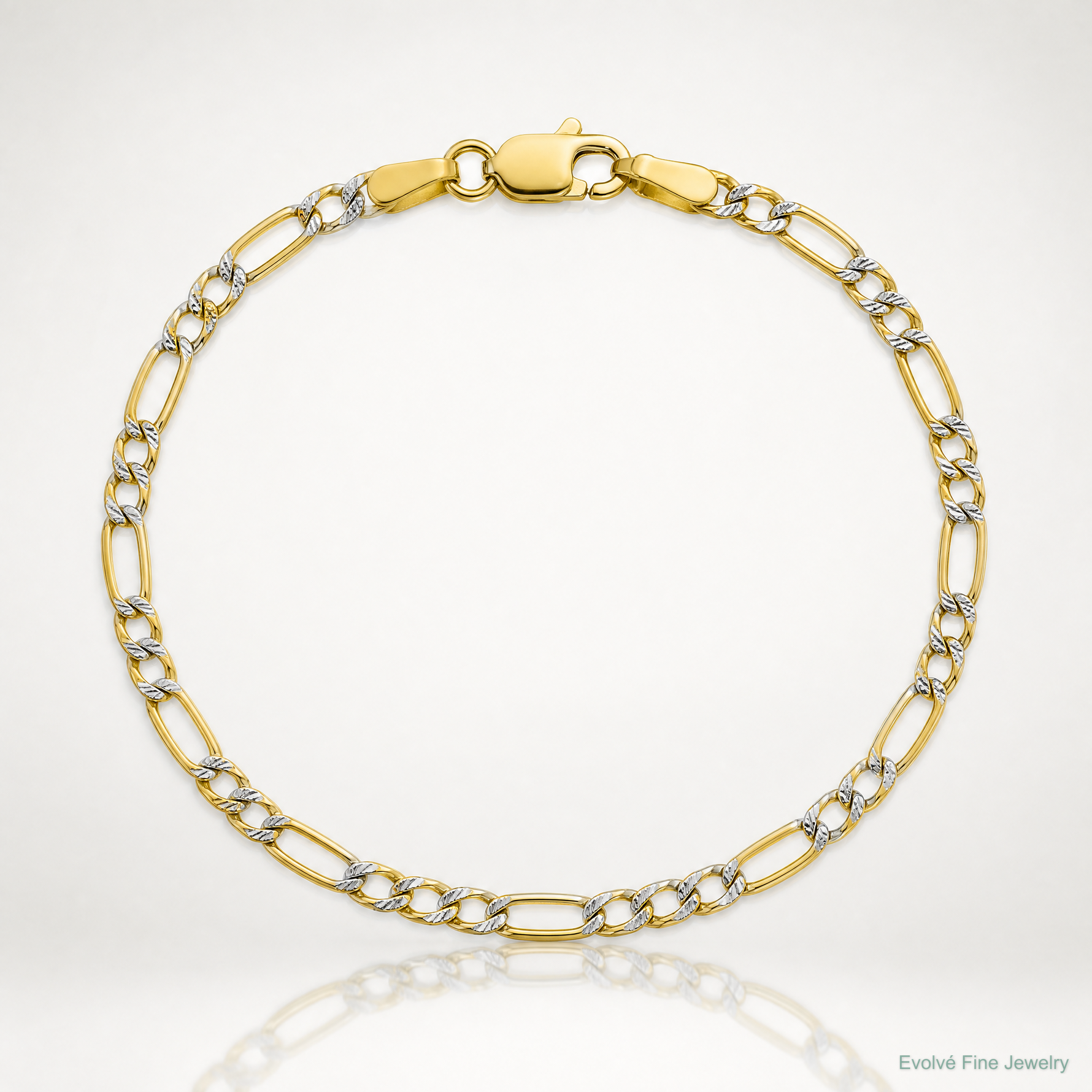 14k 2.3mm Semi-solid with Rhodium PavÃ© Figaro Chain - Lifestyle View