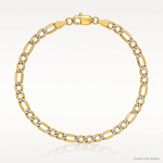14k 3.2mm Semi-solid with Rhodium PavÃ© Figaro Chain - Lifestyle View
