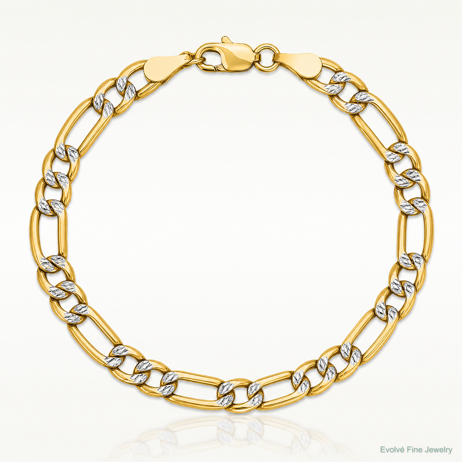 14k 3.9mm Semi-solid with Rhodium PavÃ© Figaro Chain - Lifestyle View