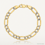 14k 5.25mm Semi-solid with Rhodium PavÃ© Figaro Chain - Lifestyle View