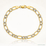14k 6.5mm Semi-solid with Rhodium PavÃ© Figaro Chain - Lifestyle View
