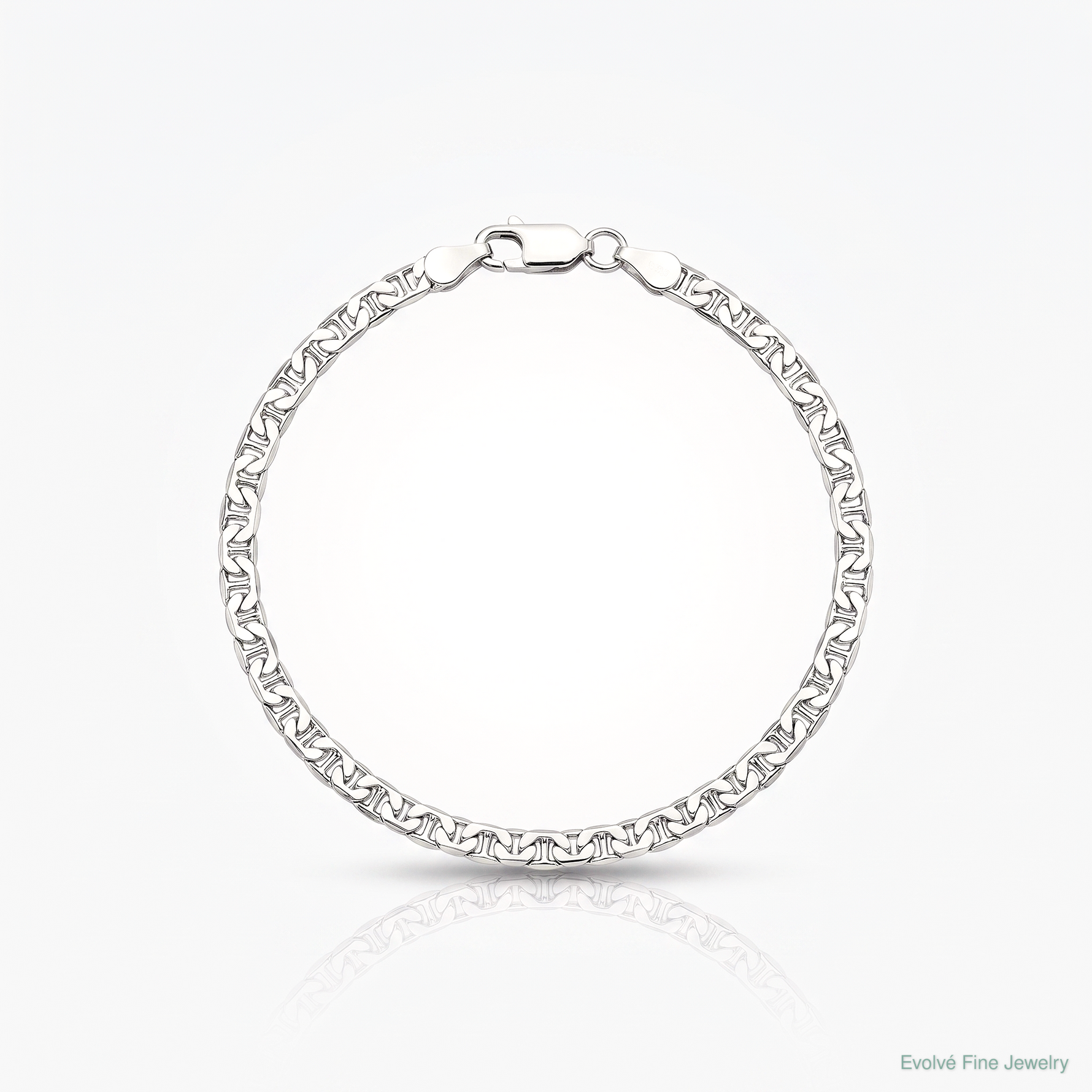 Sterling Silver Rhodium-plated 3.75mm Flat Anchor Chain - Lifestyle View