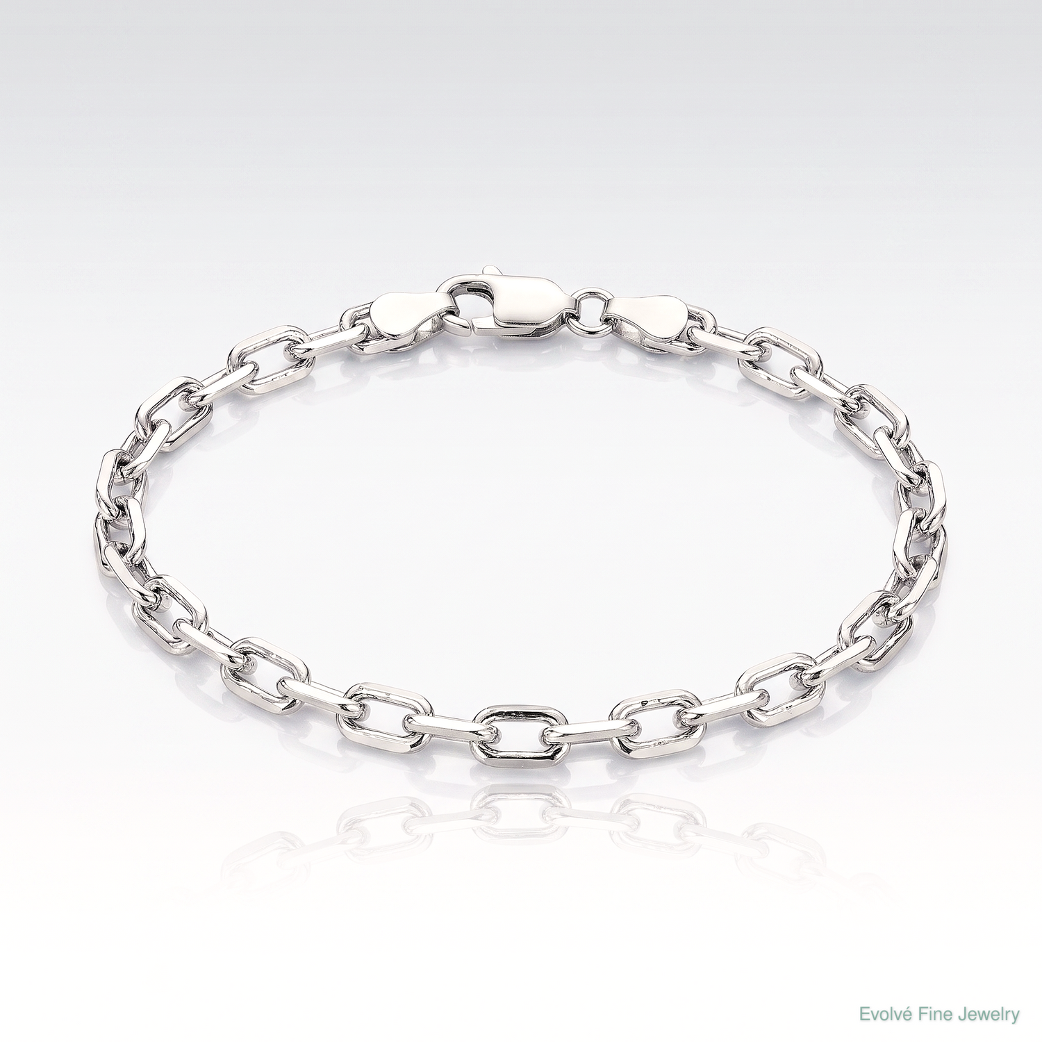 Sterling Silver Rhodium-plated 3.75mm Diamond-cut Long Link Cable Chain - Lifestyle View