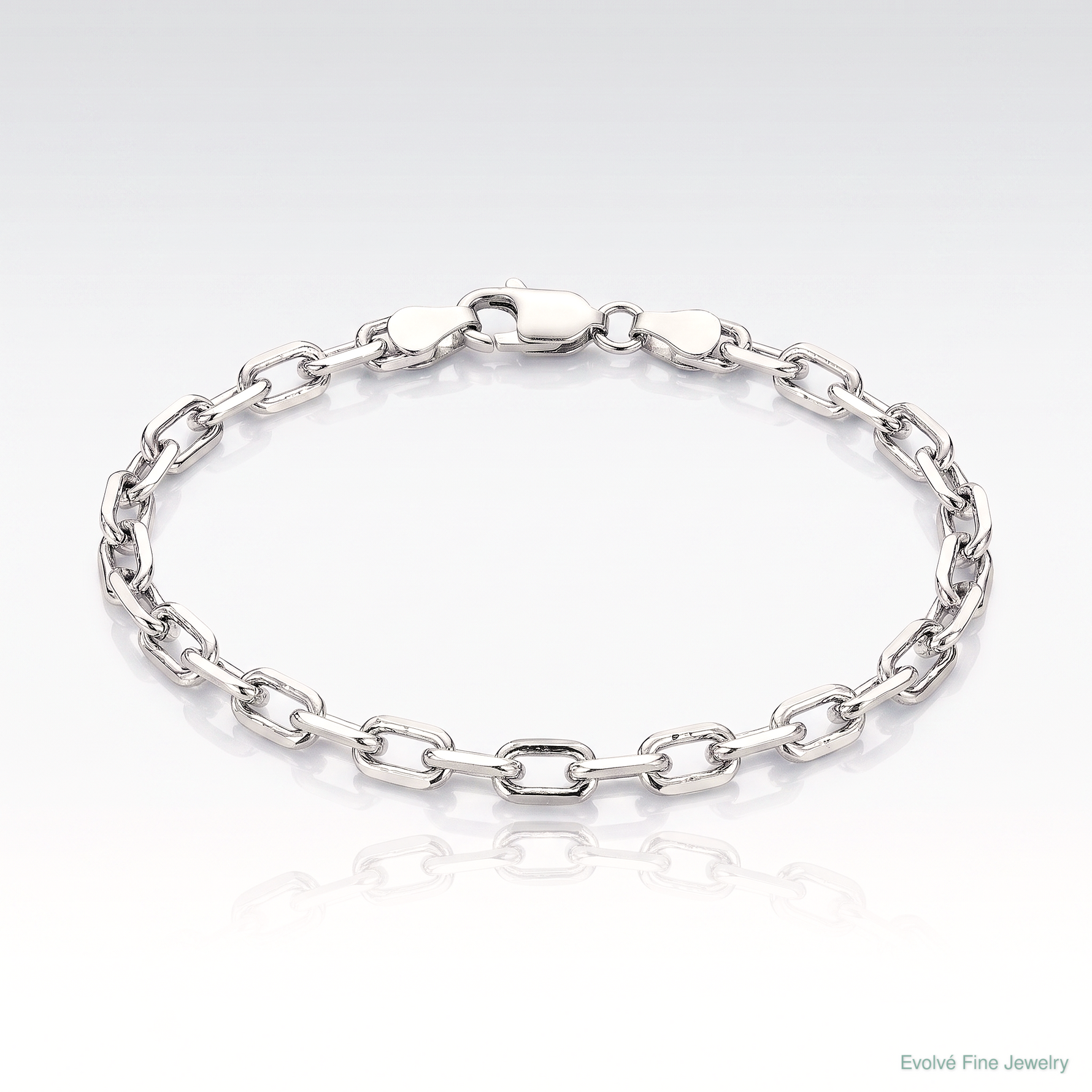 Sterling Silver Rhodium-plated 3.75mm Diamond-cut Long Link Cable Chain - Lifestyle View