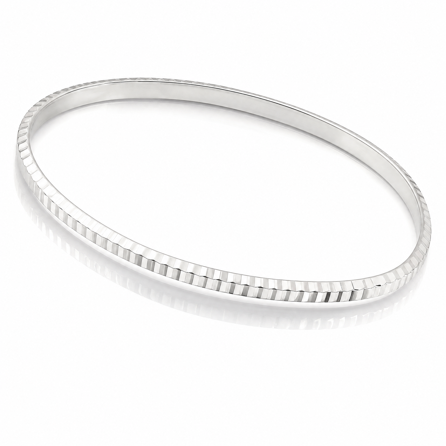 Sterling Silver Diamond Cut Slip-on Bangle - Lifestyle View