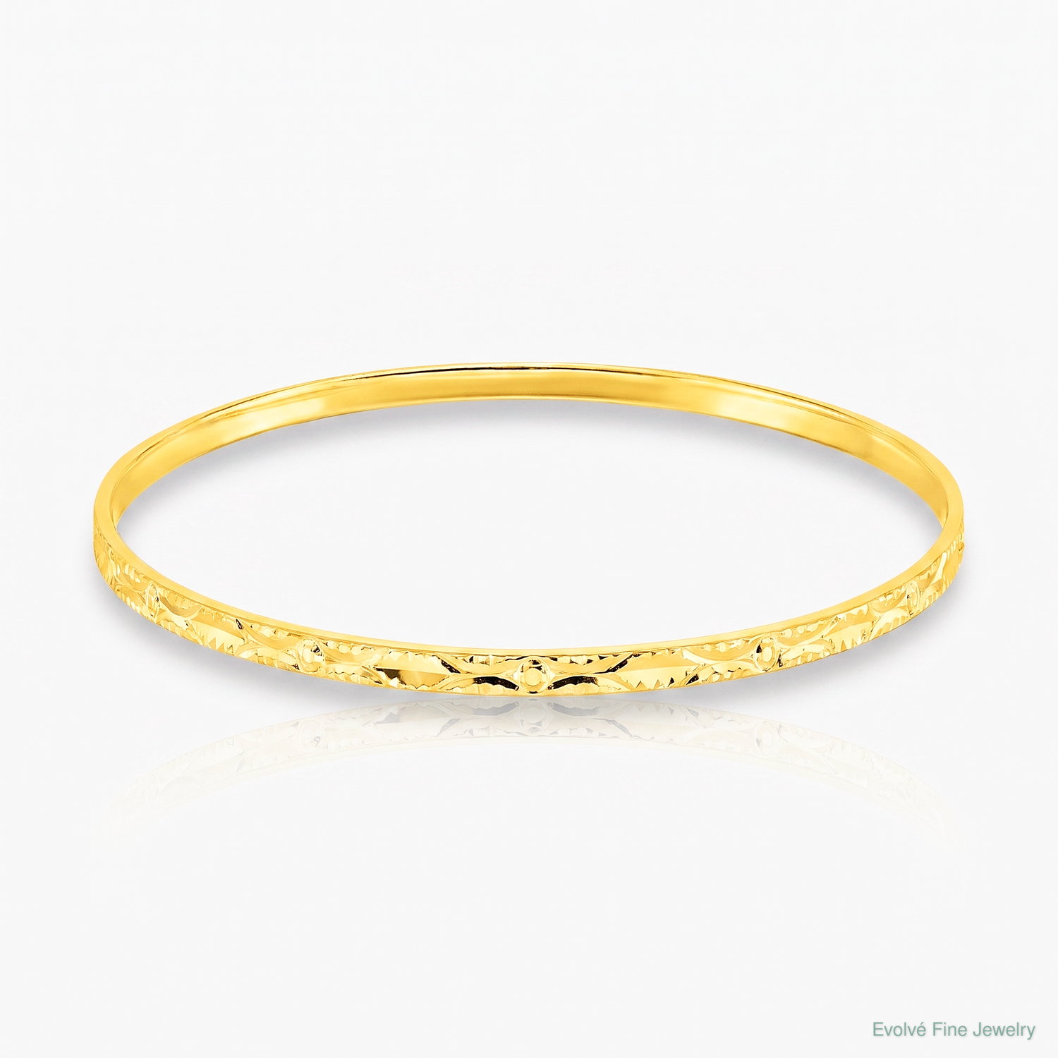 Sterling Silver Gold-tone Diamond Cut Slip-on Bangle - Lifestyle View