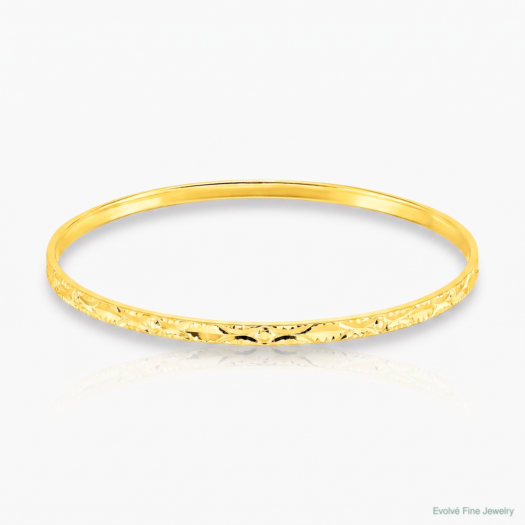 Sterling Silver Gold-tone Diamond Cut Slip-on Bangle - Lifestyle View