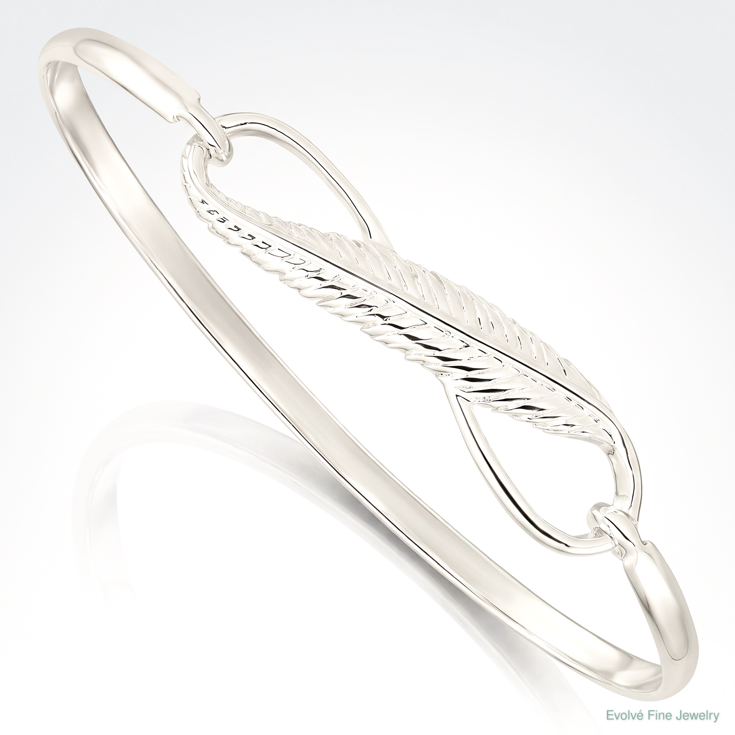 Sterling Silver Infinity w/Feather Bangle Bracelet - Lifestyle View