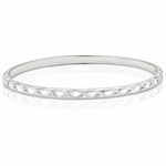 Sterling Silver Diamond Cut Patterned Slip-on Bangle - Lifestyle View