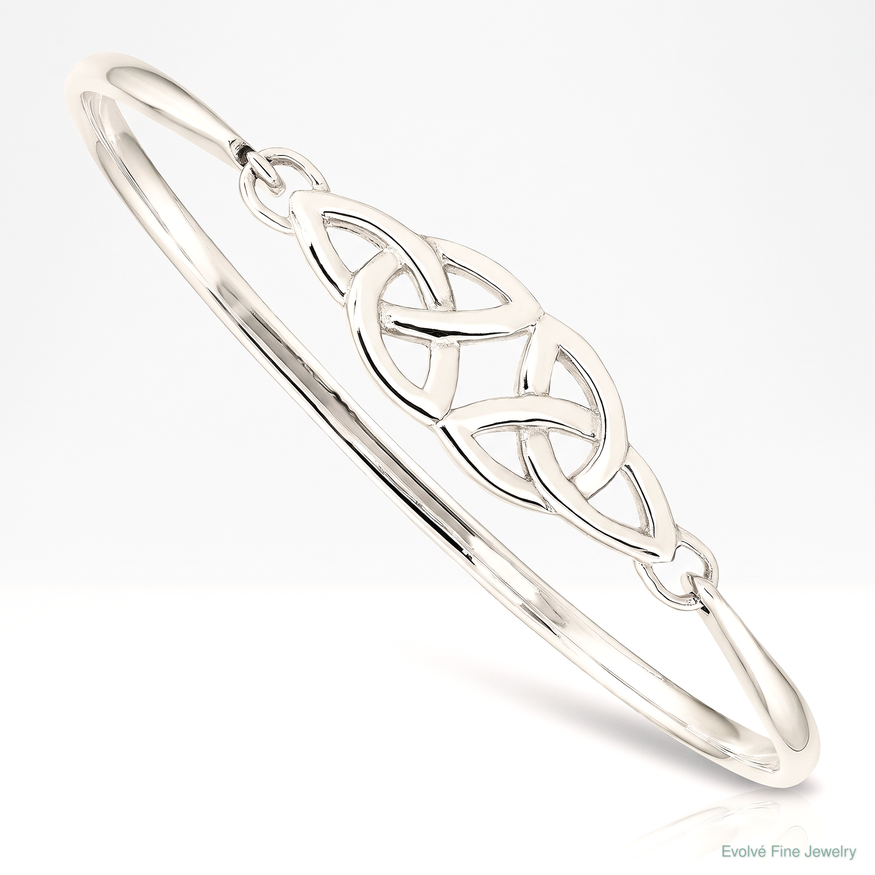 Sterling Silver Polished Celtic Bangle - Lifestyle View