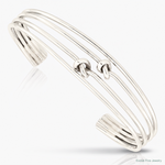 Sterling Silver Polished 4 Band Knots Cuff Bangle - Lifestyle View