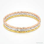 Sterling Silver Rhodium-plated Gold Rose-tone Diamond-cut Set of 3 Bangles - Lifestyle View