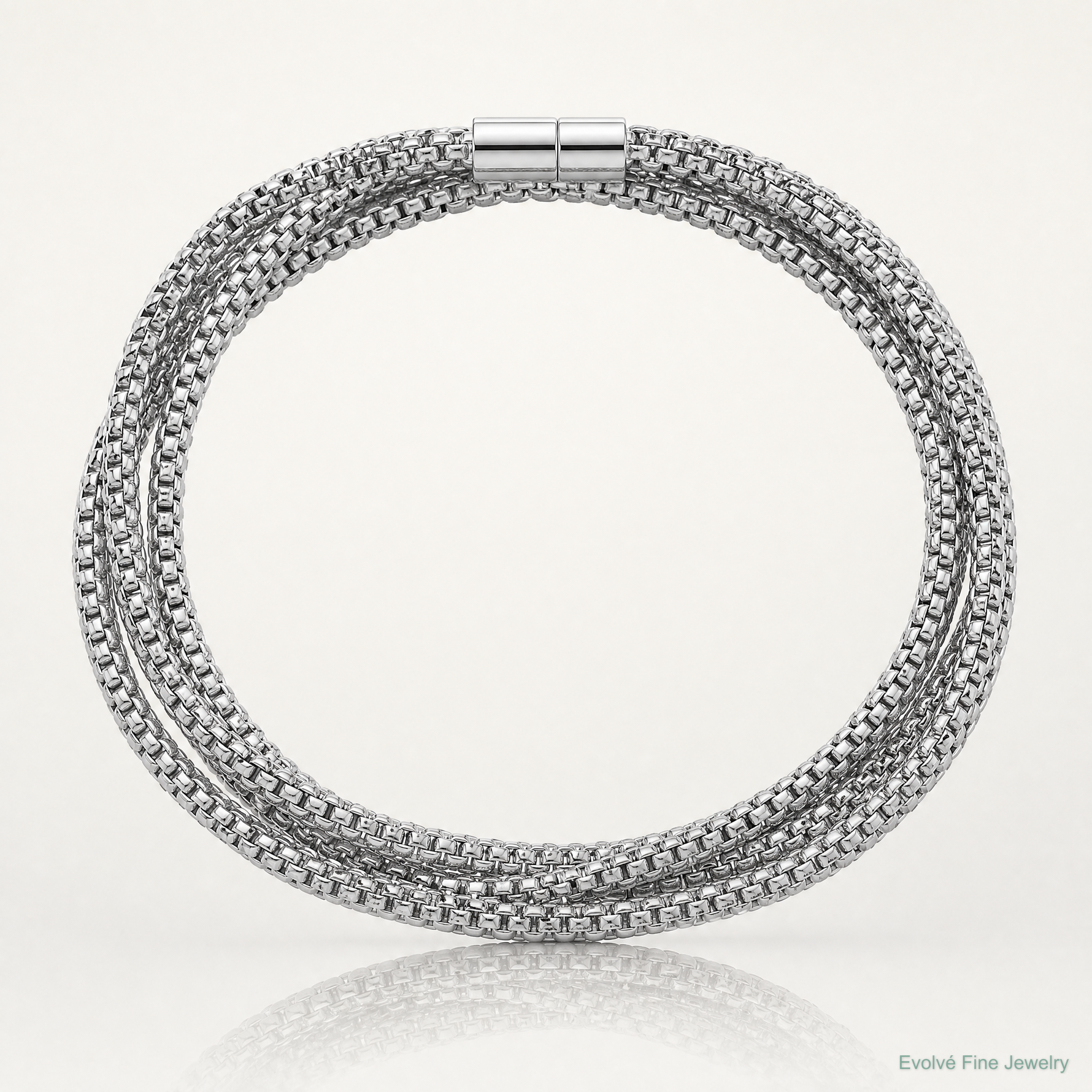 Sterling Silver Rhodium-plated 3 Intertwined Stretch Mesh Bracelets - Lifestyle View