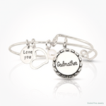 Sterling Silver Antiqued Syn. Pearl Godmother Charm Adjustable Bangle - Lifestyle View