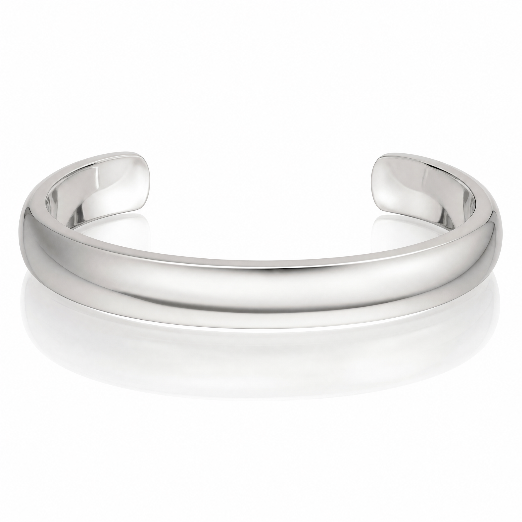 Sterling Silver Polished 15mm Domed Cuff Bangle - Lifestyle View