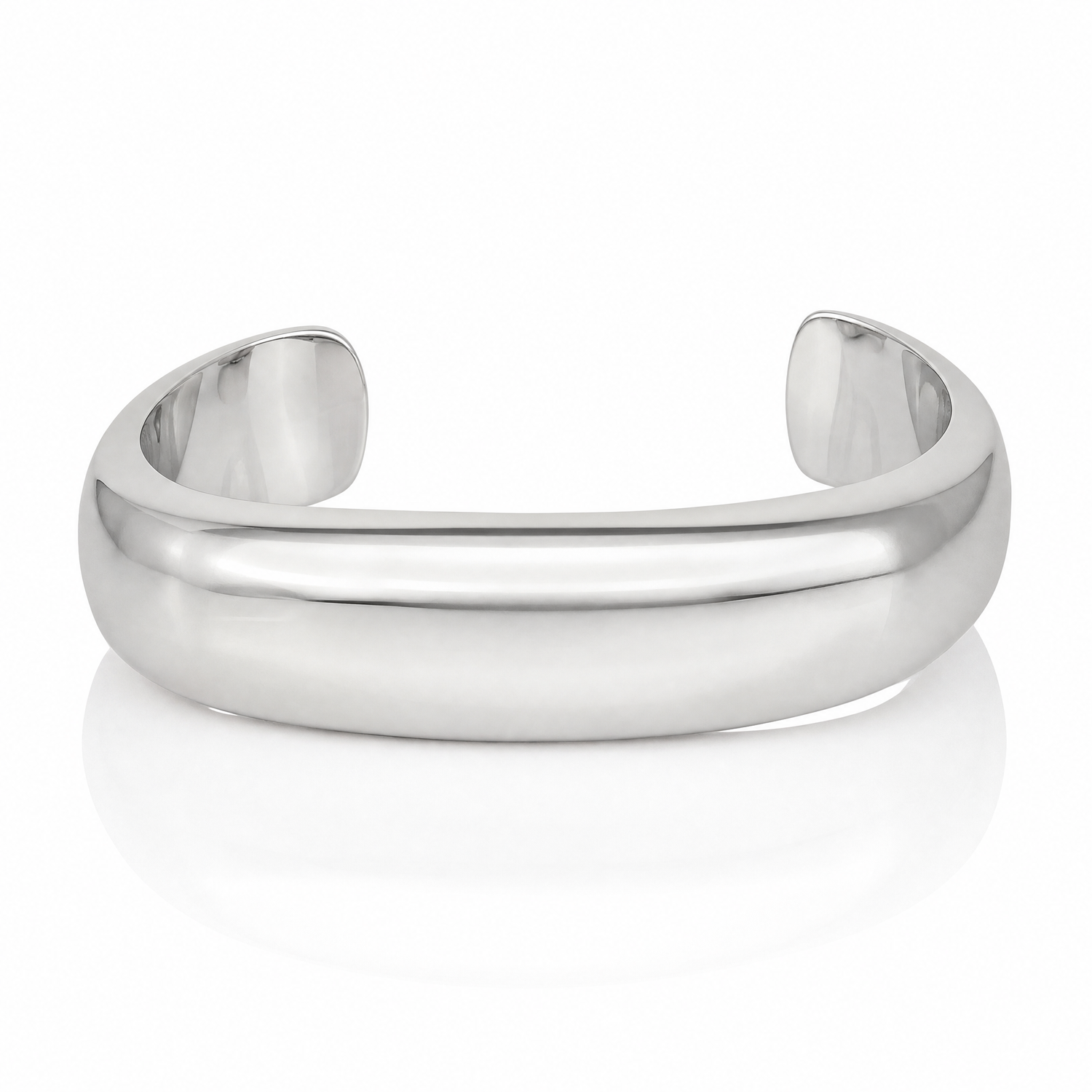 Sterling Silver Polished 20mm Domed Cuff Bangle - Lifestyle View