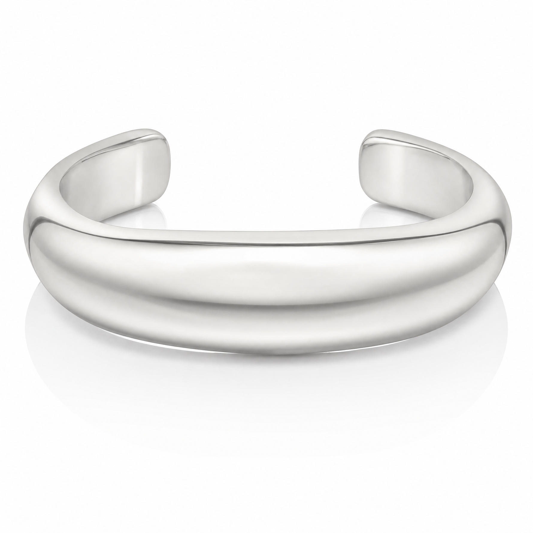 Sterling Silver Polished 25mm Domed Cuff Bangle - Lifestyle View