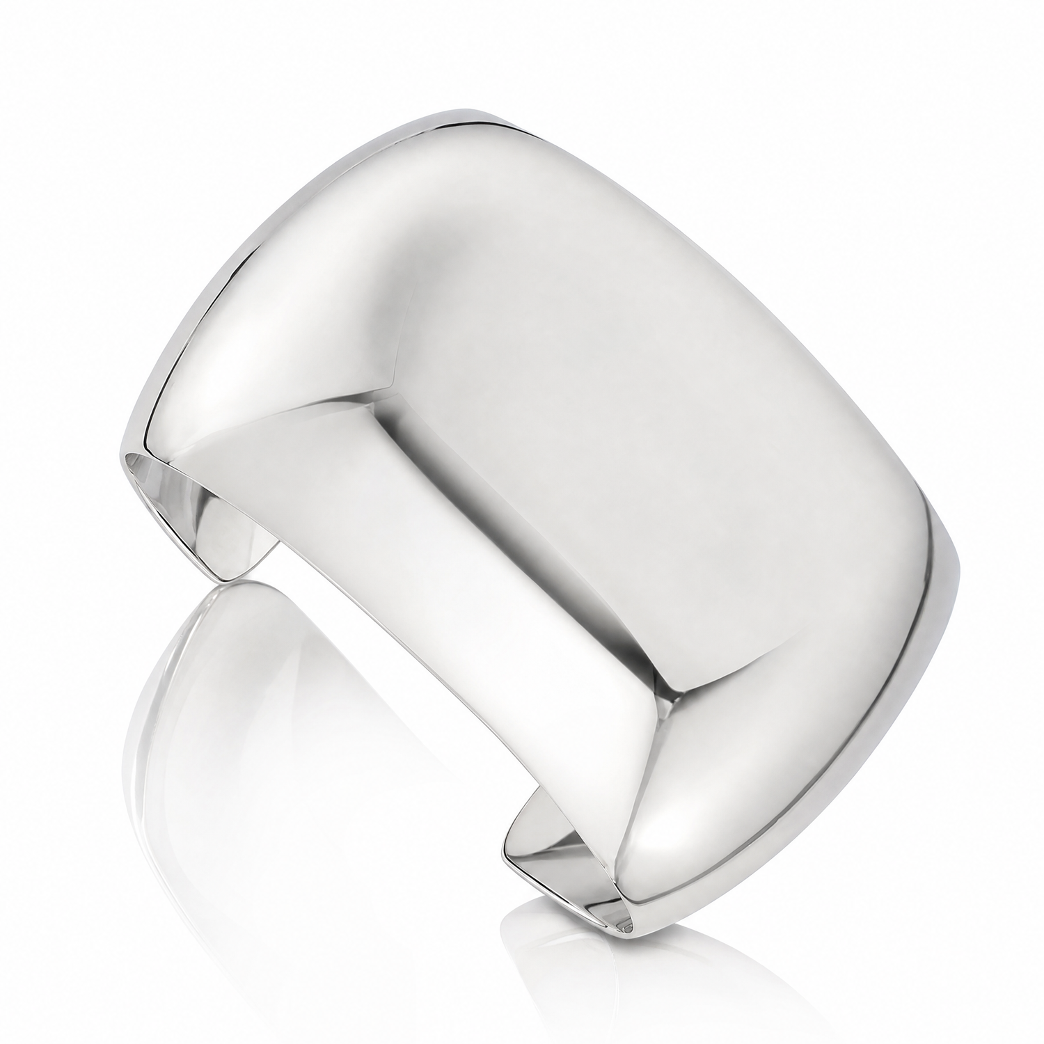 Sterling Silver Polished 40mm Domed Cuff Bangle - Lifestyle View