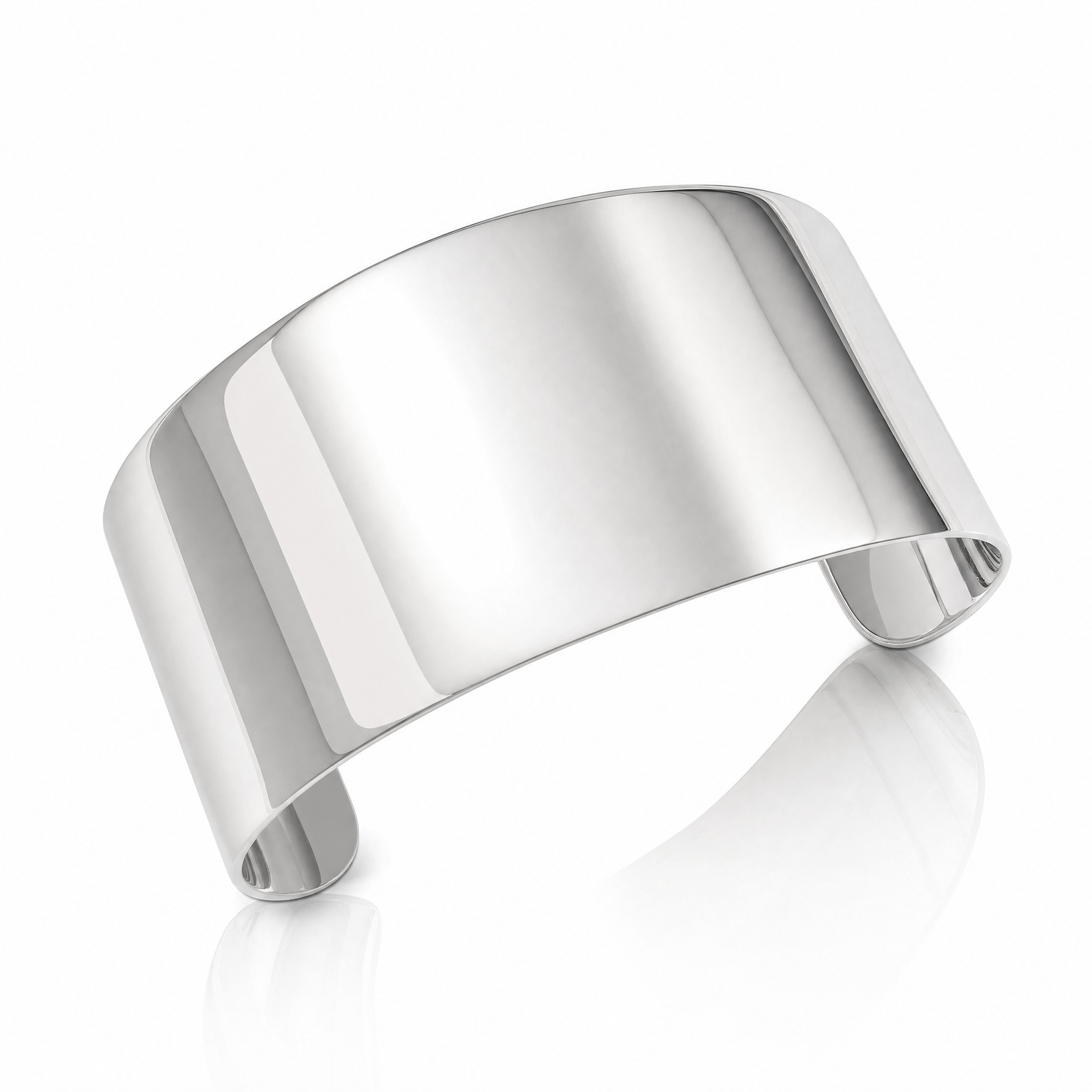 Sterling Silver Polished 40mm Flat Cuff Bangle - Lifestyle View