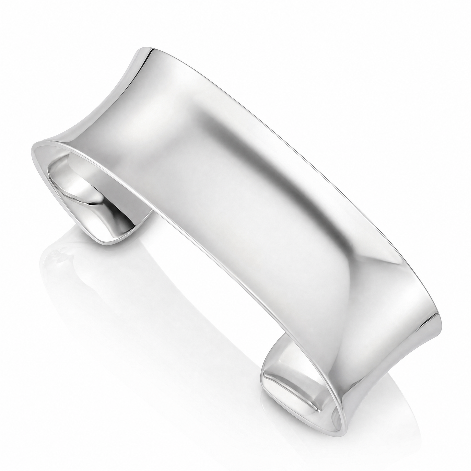 Sterling Silver Polished 20mm Concave Cuff Bangle - Lifestyle View