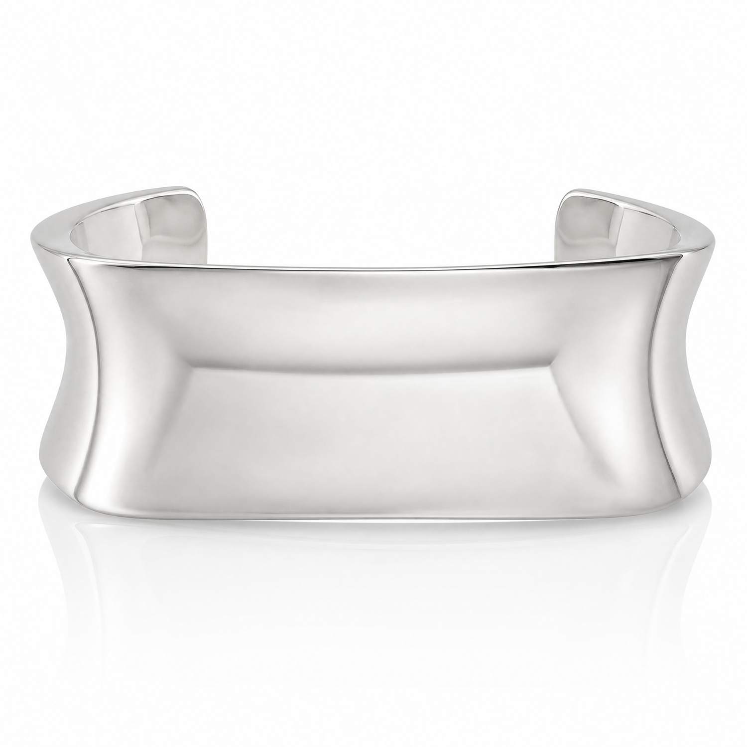 Sterling Silver Polished 30mm Concave Cuff Bangle - Lifestyle View