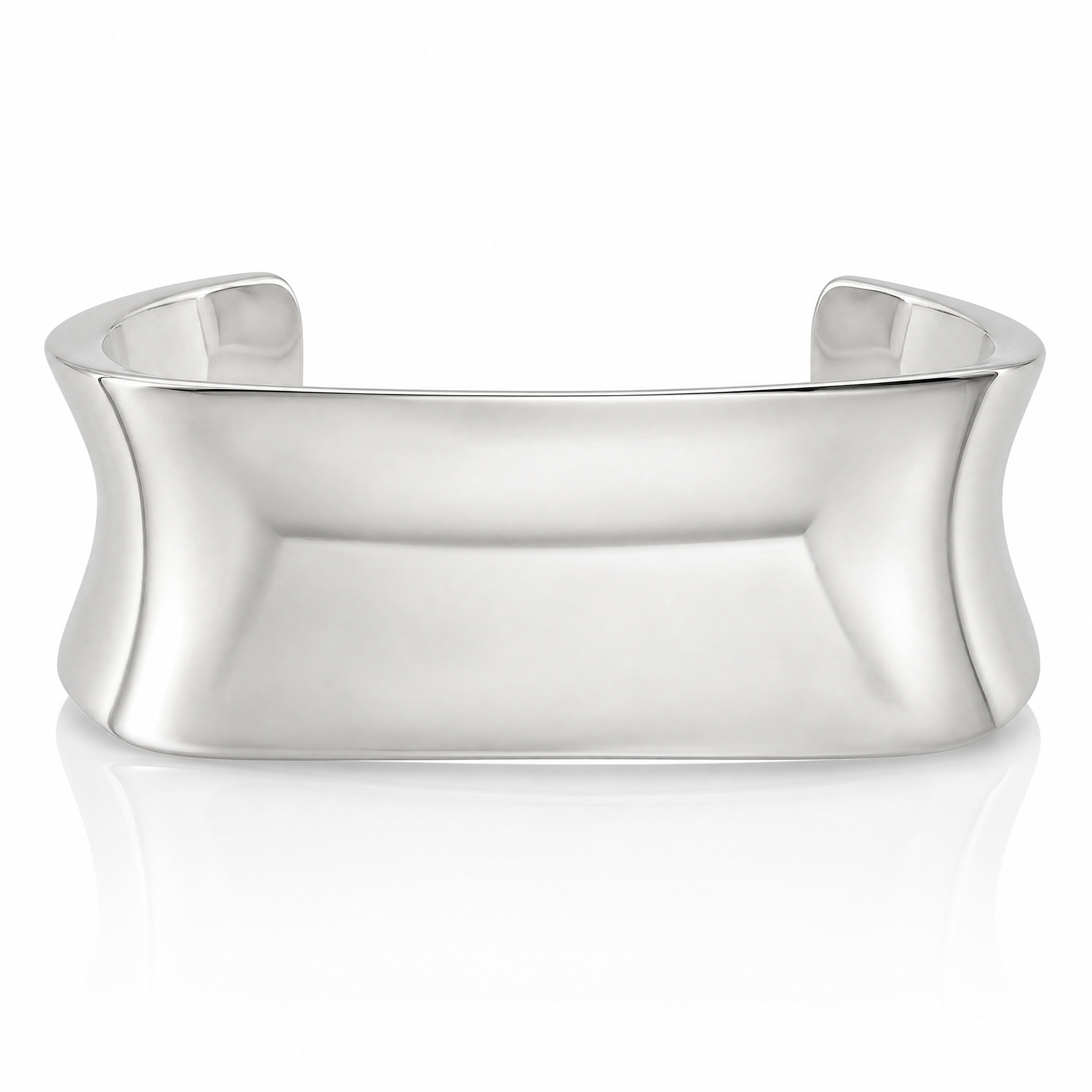 Sterling Silver Polished 30mm Concave Cuff Bangle - Lifestyle View