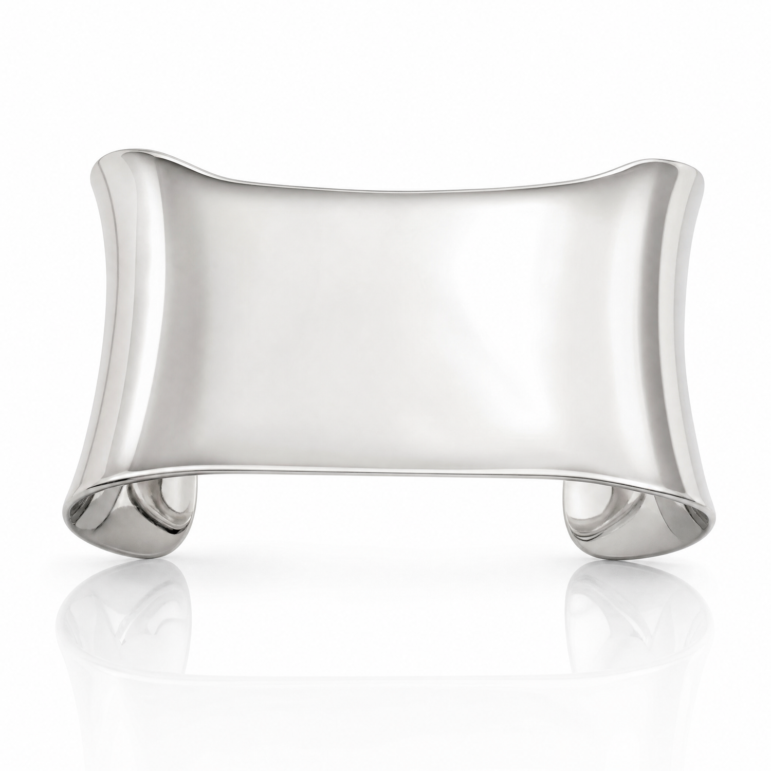 Sterling Silver Polished 40mm Concave Cuff Bangle - Lifestyle View