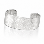 Sterling Silver 25mm Flat Hammered Cuff Bangle - Lifestyle View