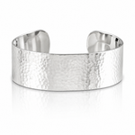 Sterling Silver 30mm Flat Hammered Cuff Bangle - Lifestyle View