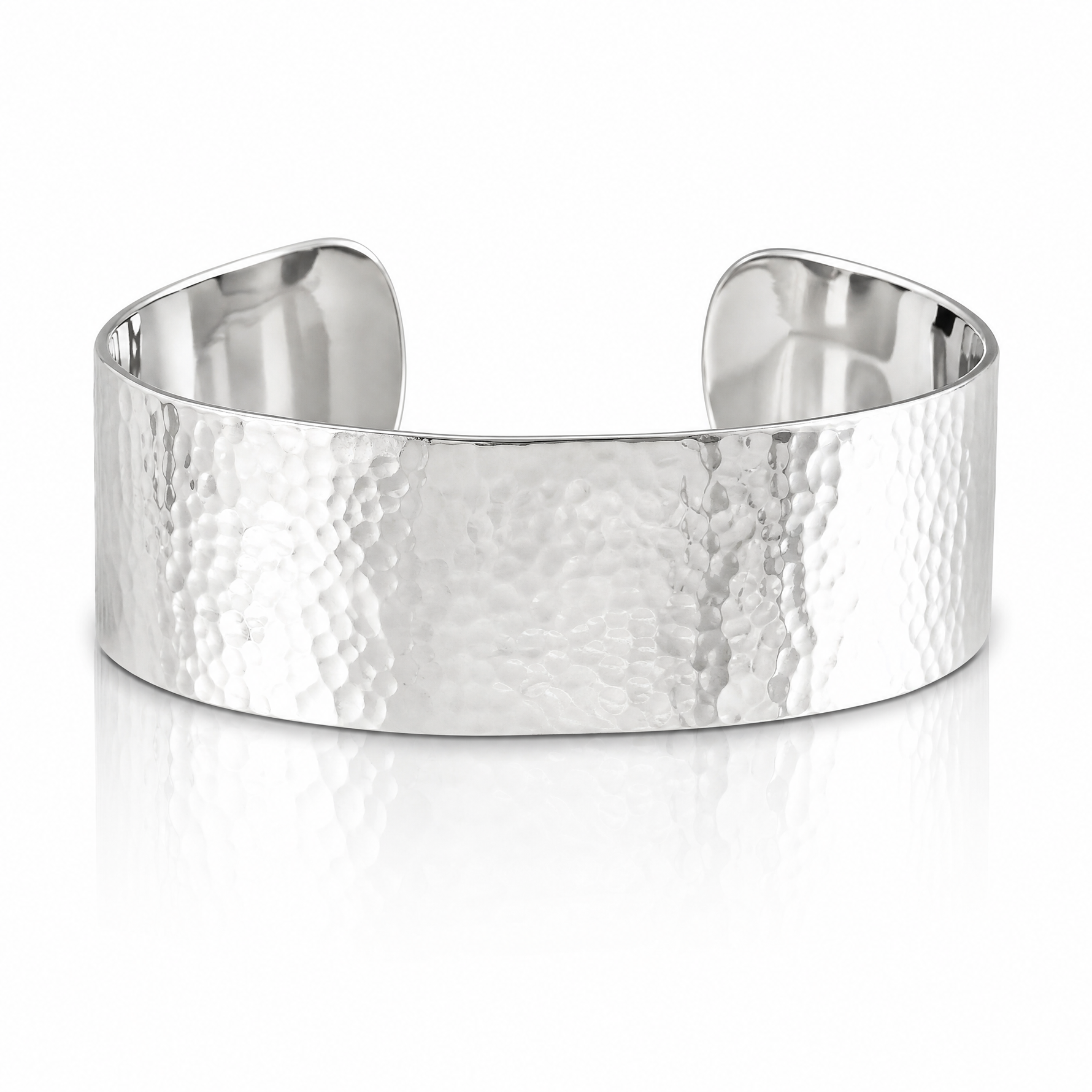 Sterling Silver 30mm Flat Hammered Cuff Bangle - Lifestyle View