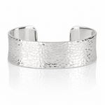 Sterling Silver 40mm Flat Hammered Cuff Bangle - Lifestyle View