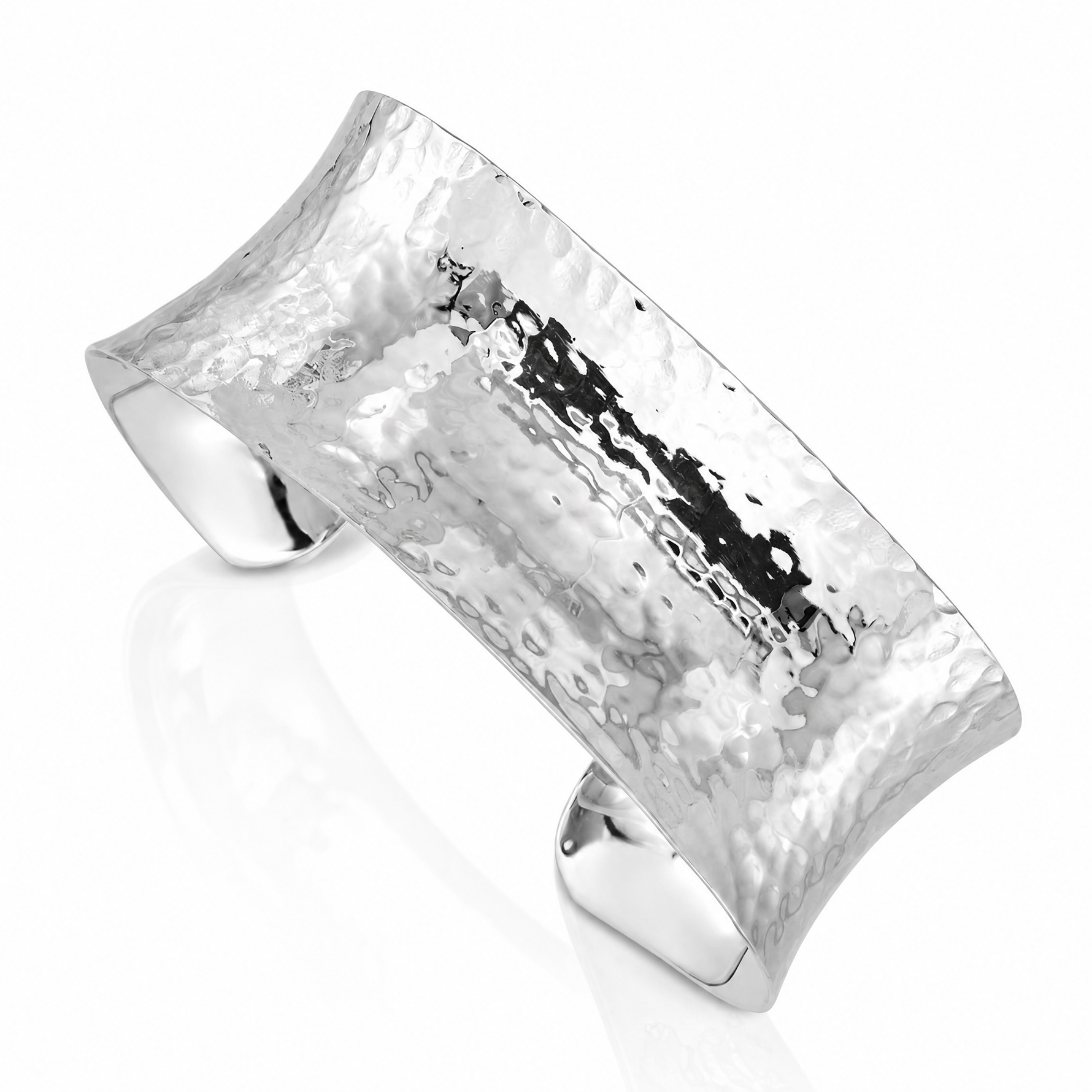 Sterling Silver 25mm Concave Hammered Cuff Bangle - Lifestyle View